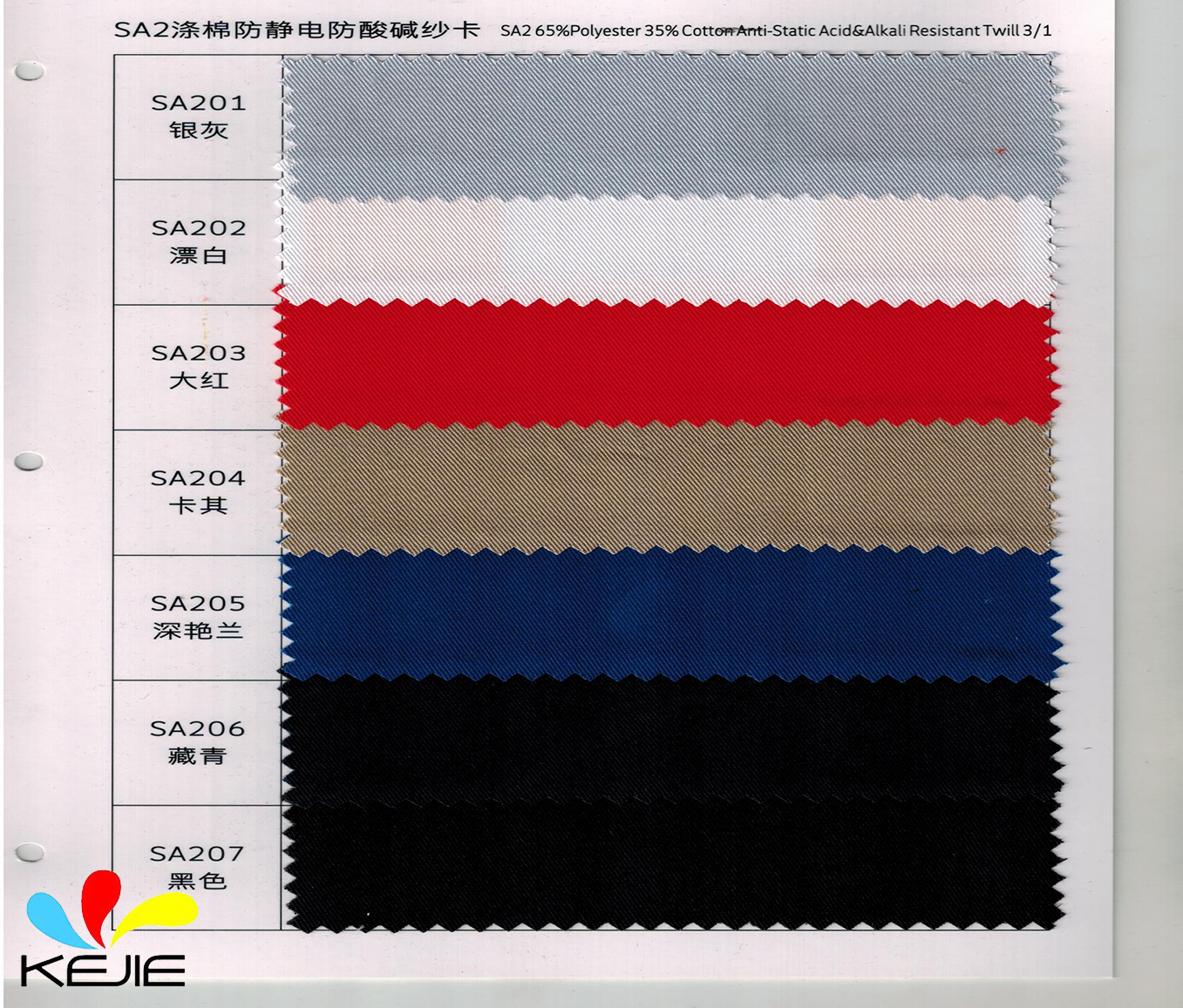 T/C 65/35 Anti Acid and Alkali Antistatic Poly Cotton Fabric 20x16 235g/m²